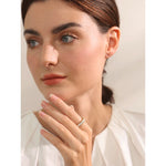 Yhpup anel brilhante de aço inoxidável, delicado, coração brilhante, zircônia cúbica, moda feminina, temperamento de alta qualidade, joias premium