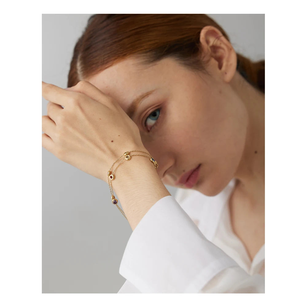 Yhpup pulseiras coloridas de aço inoxidável com zircônia cúbica para mulheres, corrente fina requintada, pulseira de pulso dourada, joias para presente