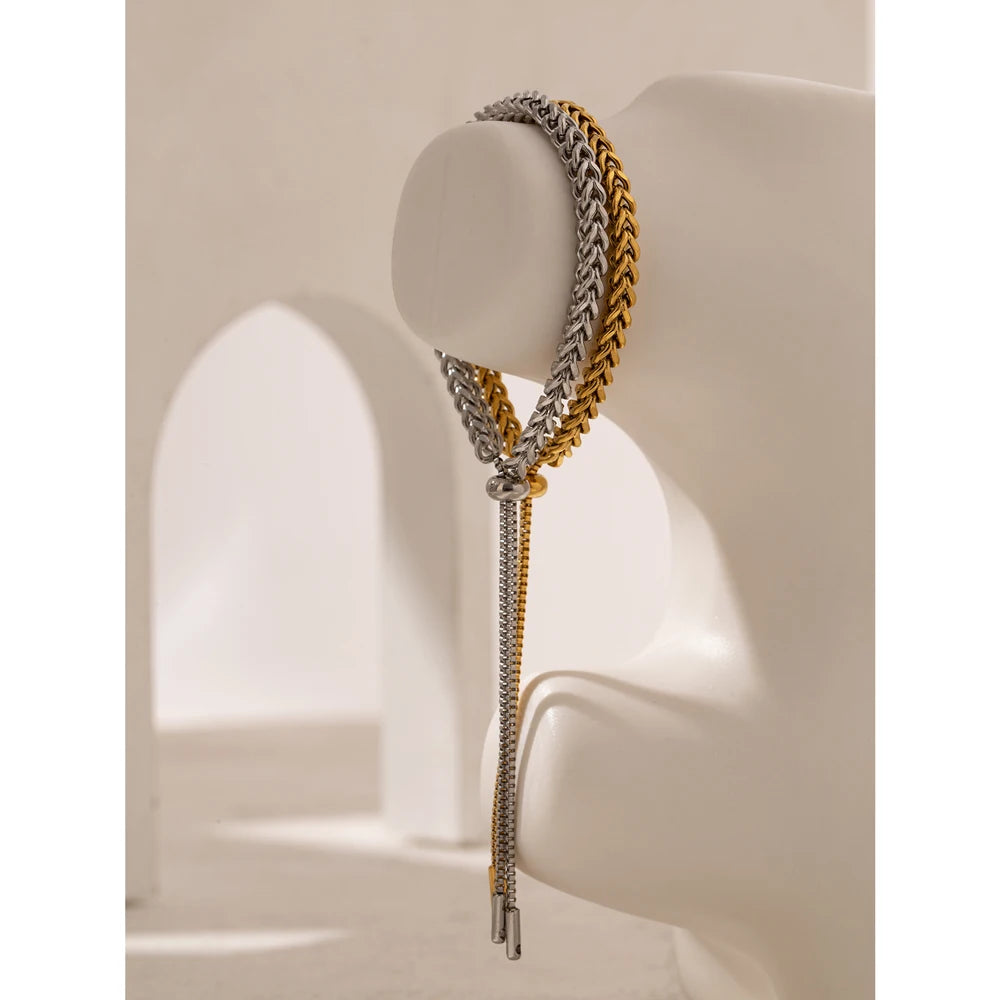 Yhpup corrente minimalista pulseira de aço inoxidável declaração 18 K metal meninas joias da moda бижутерия для ж dikщин presente à prova d'água