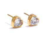 Yhpup delicado aaa bling zircônia cúbica coração amor brincos presente do dia dos namorados de alta qualidade aço inoxidável jóias diárias