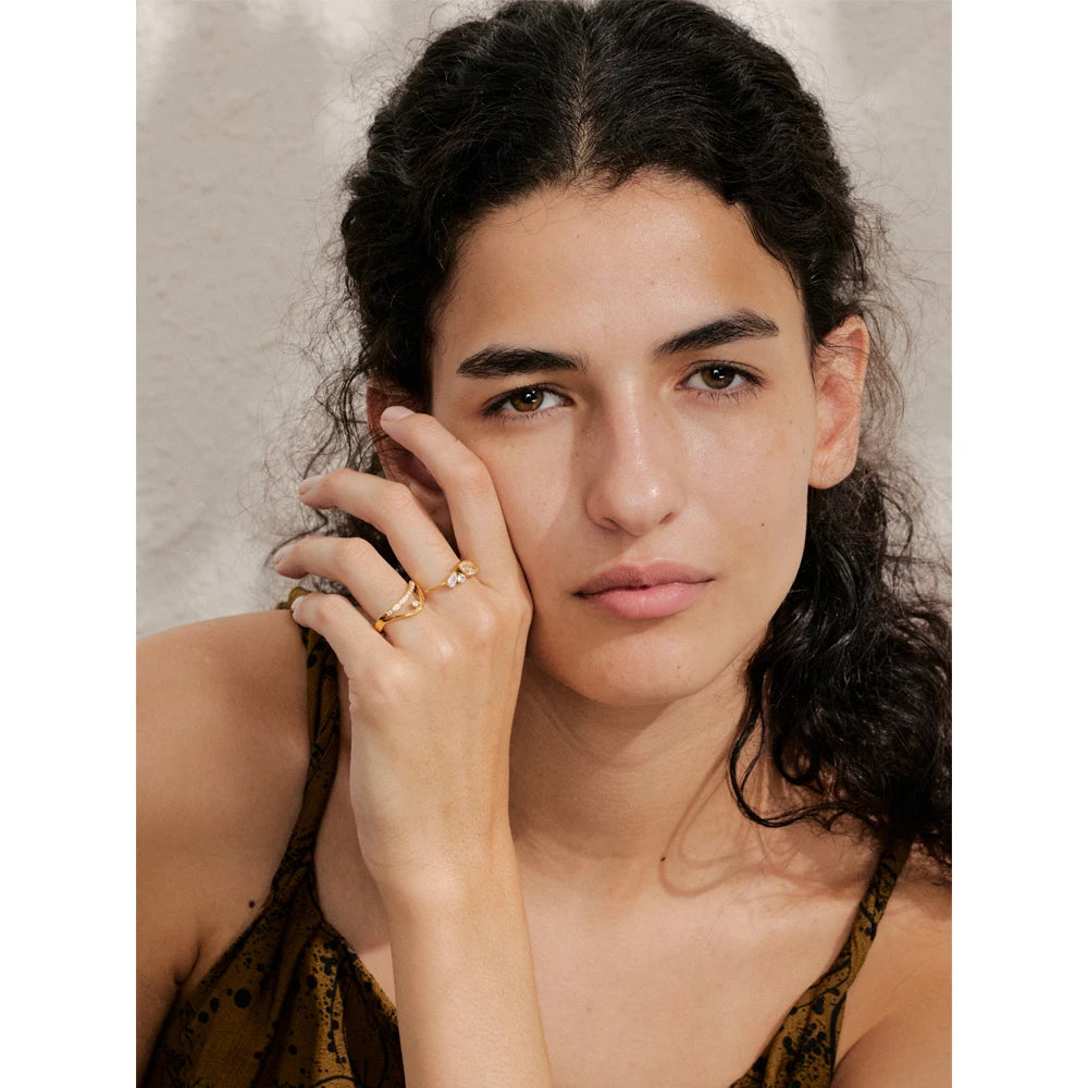 Yhpup tamanho 6 7 8 delicado brilhante cnc zircônia cúbica anel de alta qualidade 18k ouro pvd banhado a aço inoxidável dedo jóias presente