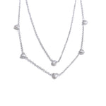 Zalzani: Colar Duplo de Coração em Zircônia e Aço Inoxidável