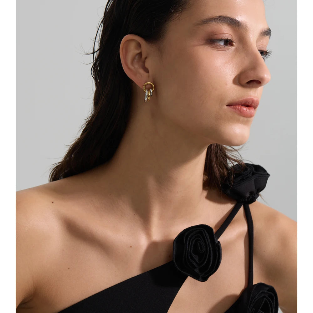 Yhpup novo aço inoxidável multi círculo redondo brincos 2025 à prova dwaterproof água diariamente recomendar moda atraente feminino jóias presente