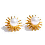 Brincos Florais com Pérolas Simuladas - Zalzani