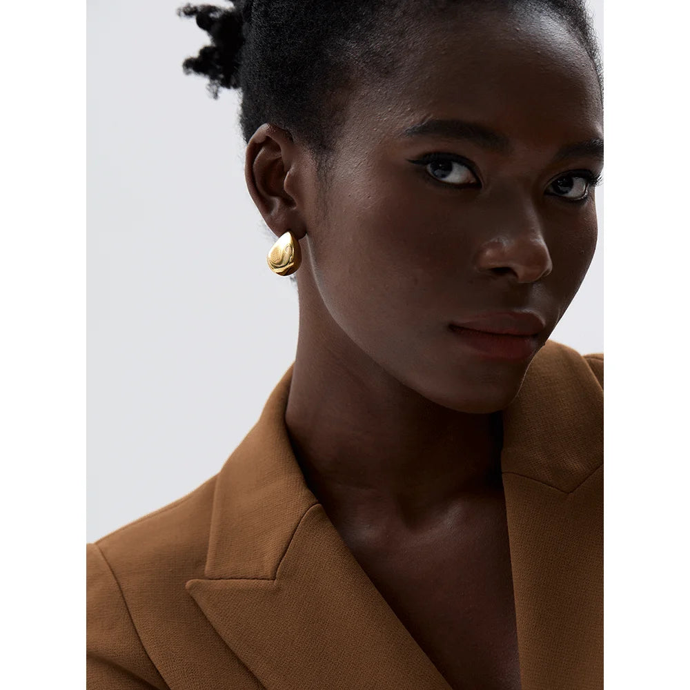 Yhpup novo suave 316l aço inoxidável criativo geométrico oco brincos feminino 18k banhado a ouro metal jóias à prova dwaterproof água