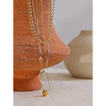 Yhpup popular aço inoxidável dupla camada corrente sobreposição colar gota contas chegadas diárias jóias resistente à água