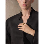 Yhpup 6789 # Alta qualidade texturizado minimalista aço inoxidável brilhante metal liso anel robusto 18k pvd banhado clássico jóias presente