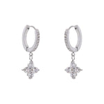 Zalzani Brincos de Argola com Zircônia Cúbica e Flor