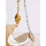 Yhpup 2025 verão oceano estilo metal concha pingente colar distintivo aço inoxidável férias moda jóias novo