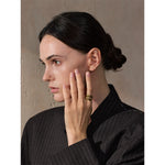 Yhpup 6789 # Anel de metal de aço inoxidável, camada dupla geométrica fundida de alta qualidade, textura resistente à água, joias diárias da moda