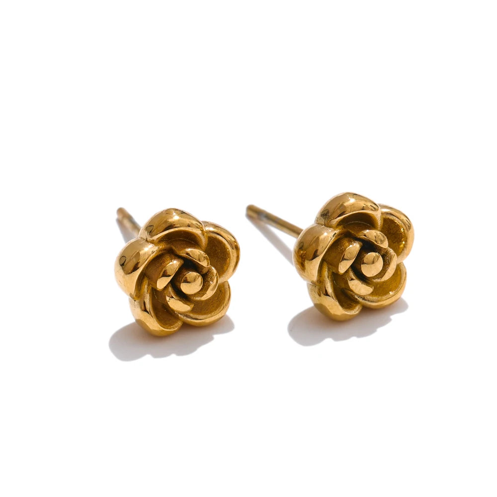Conjunto de Joias Rosa com Flor Banhado a Ouro | Zalzani