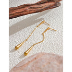 Yhpup 316l aço inoxidável lágrima corrente longo pendurado brincos personalizados moda cor de ouro evitar alergia jóias