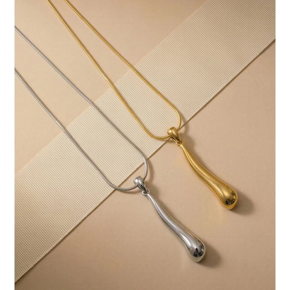 Colar com Pingente de Aço Inoxidável Yhpup na Cor Dourada Platina, Joia Moderna e Distinta para o Dia a Dia, Resistente à Água
