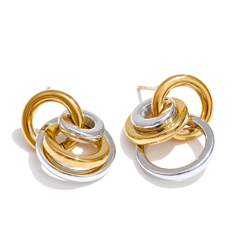 Brincos Multi Círculo Zalzani - Charme e Elegância em Aço Inoxidável