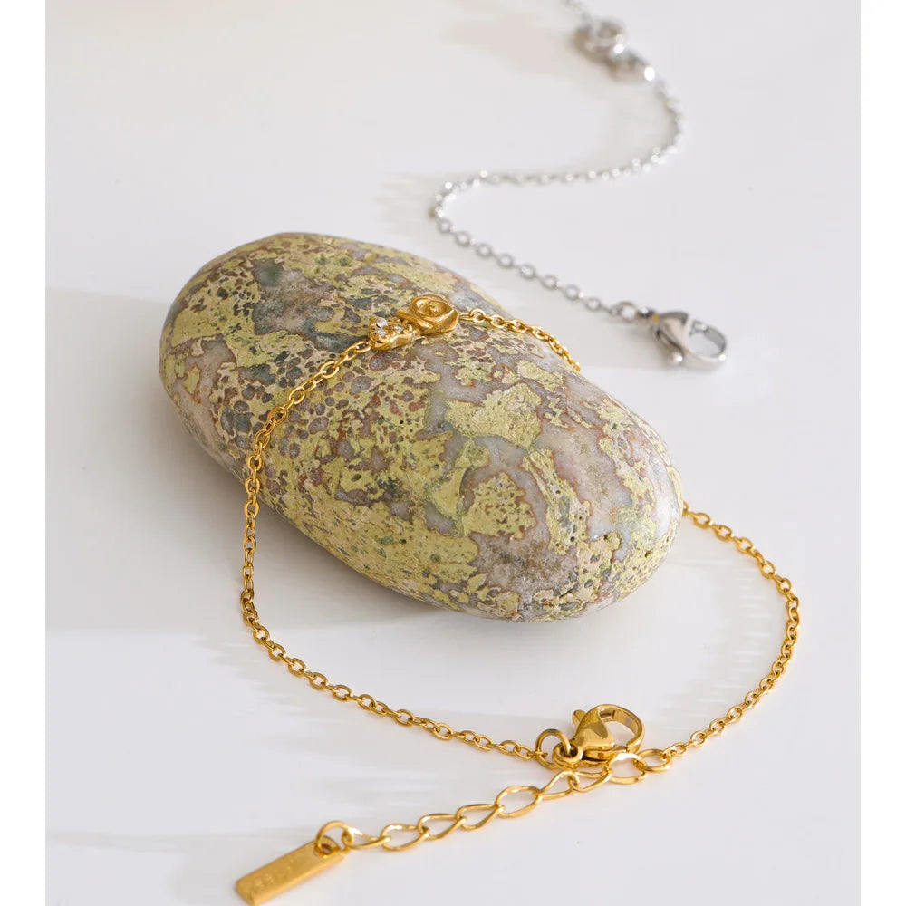 Pulseira de Corrente Fina em Aço Inoxidável Yhpup, Banhada a Ouro 16K PVD, com Flor de Zircônia, Acessório de Joalheria Minimalista para o Pulso