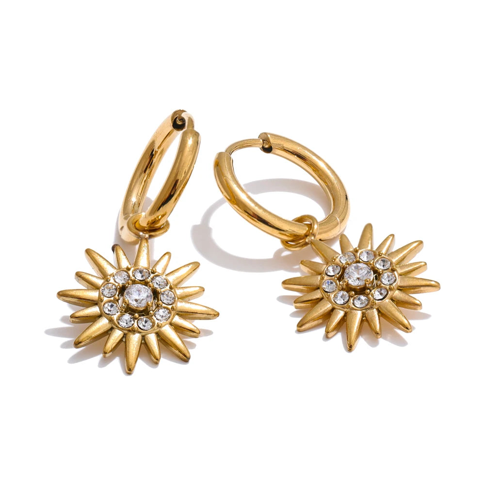 Brincos de Argola Sol com Zircônia Cúbica | Zalzani