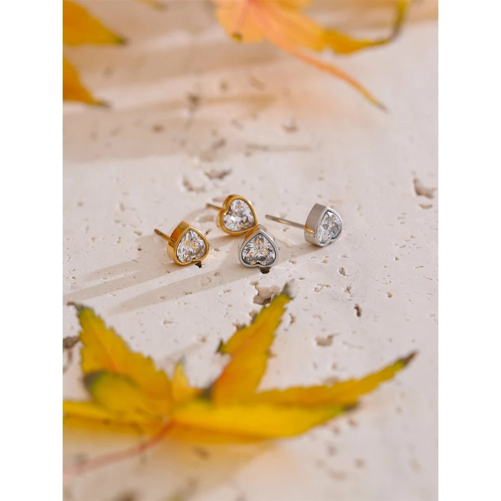 Yhpup delicado aaa bling zircônia cúbica coração amor brincos presente do dia dos namorados de alta qualidade aço inoxidável jóias diárias