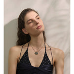 Yhpup natural espectrolita ágata pedra oval pingente colar para mulheres ouro aço inoxidável requintado moda jóias presente