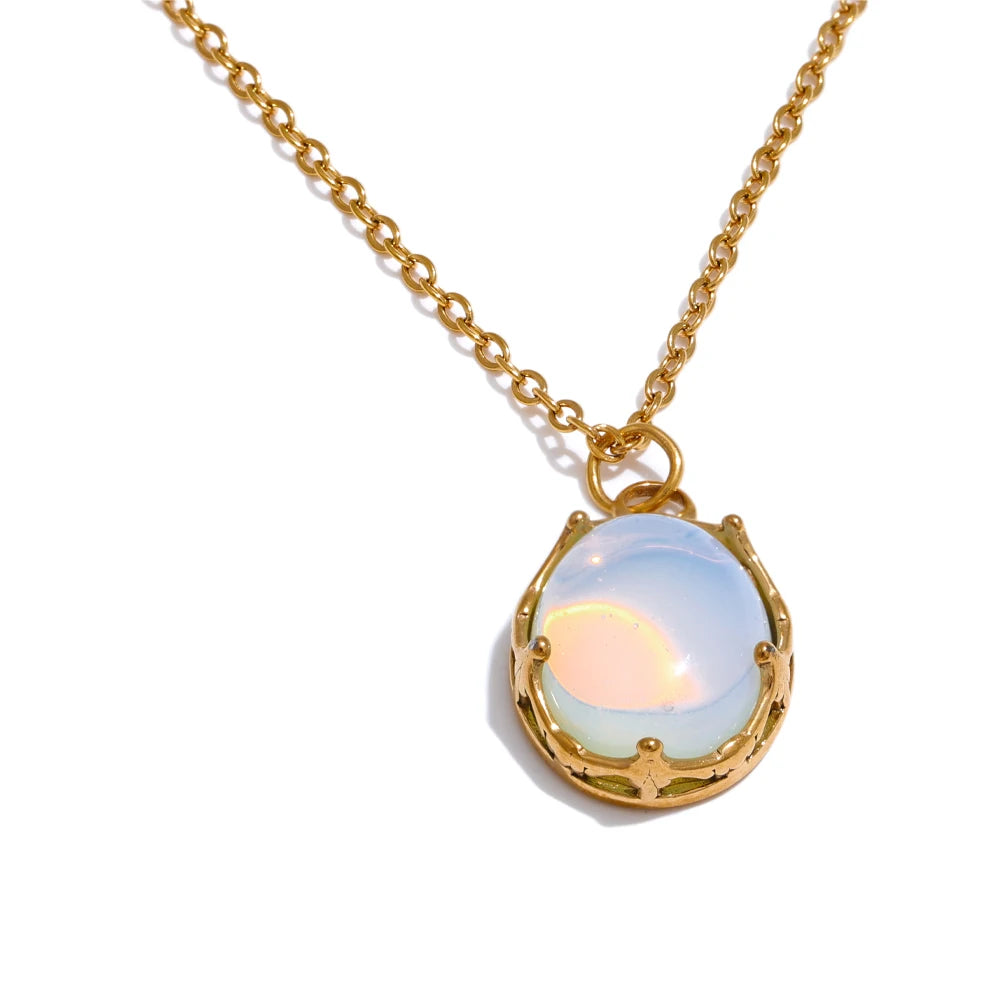 Colar com Opala Natural Banhado a Ouro | Zalzani
