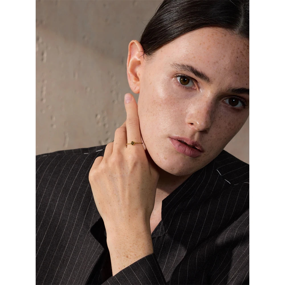 Yhpup 678 # Popular aço inoxidável metal fundido pequena flor anel à prova dwaterproof água moda dedo jóias 18k pvd banhado atacado