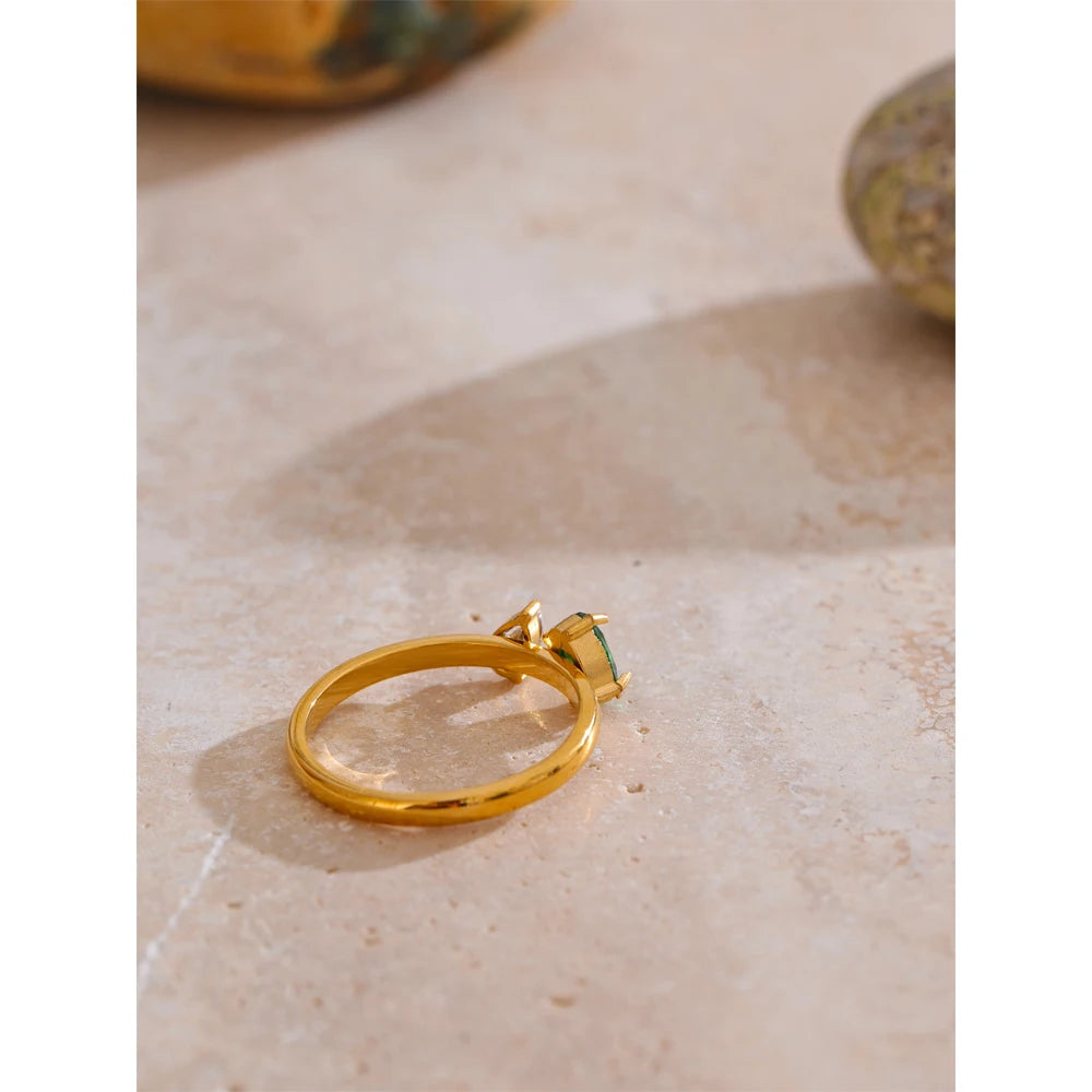 Yhpup tamanho 678 moda chique zircônia cúbica anel fino presente tendência 316 aço inoxidável coreano dedo jóias feminino pvd banhado