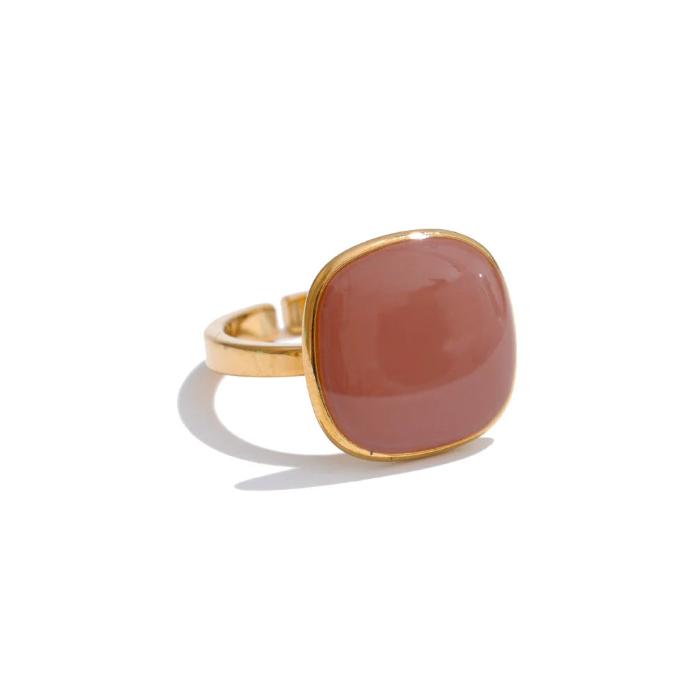 Anel Quadrado Ajustável 18K Banhado a Ouro - Zalzani Joias