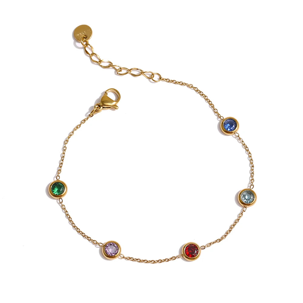 Pulseira Cristal com Zircônia Cúbica Banhada a Ouro | Zalzani