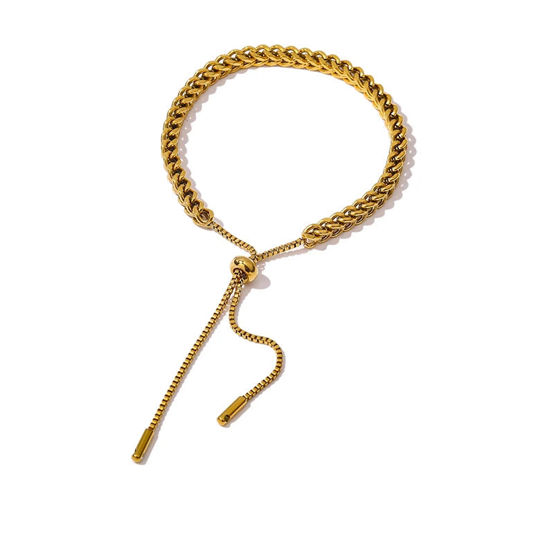 Yhpup corrente minimalista pulseira de aço inoxidável declaração 18 K metal meninas joias da moda бижутерия для ж dikщин presente à prova d'água