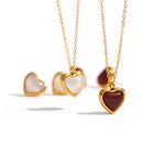 Yhpup Coração Pingente Colar de Aço Inoxidável Cadeia de Jóias Temperamento брелок Ágata Pedra Natural Colar Colar de Mulheres Presente