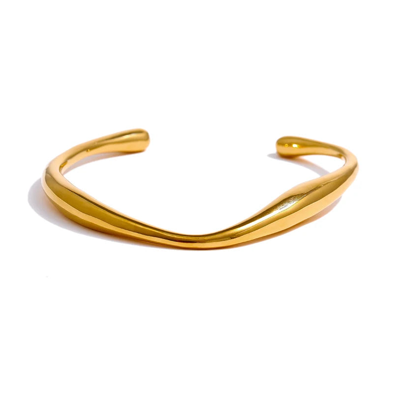 Yhpup abertura 316 pulseira de pulso de aço inoxidável cor dourada textura minimalista declaração marca jóias para festa feminina