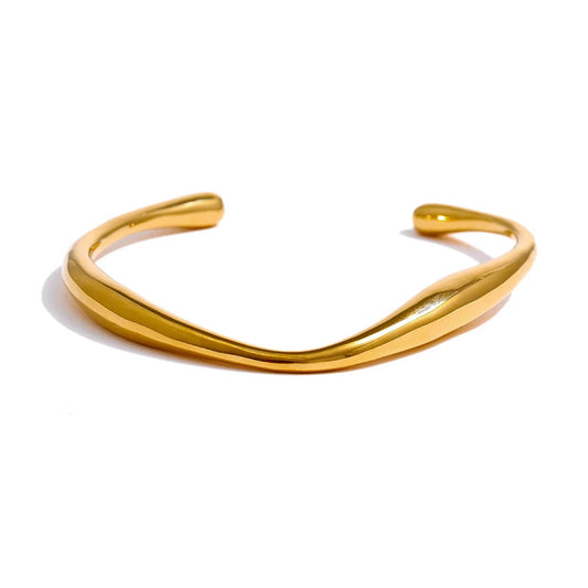 Yhpup abertura 316 pulseira de pulso de aço inoxidável cor dourada textura minimalista declaração marca jóias para festa feminina