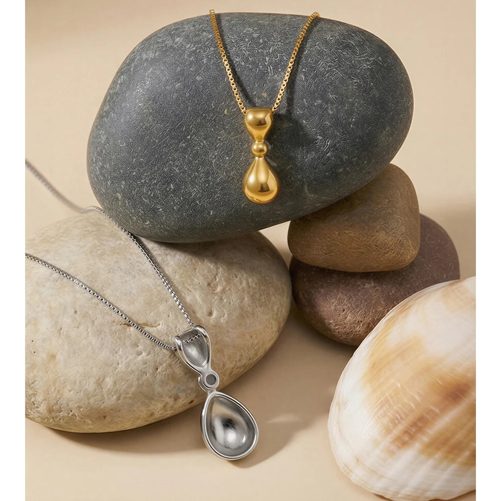 Colar com Pingente em Forma de Gota de Aço Inoxidável Yhpup, Joia Diária Única e Individualista, PVD à Prova d'Água
