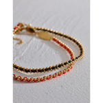 Yhpup requintado preto vermelho poliéster fio artesanal corrente chique pulseira fina pulseira de aço inoxidável coreano delicado jóias presente