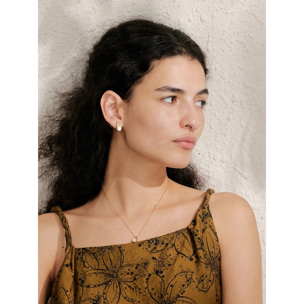 Yhpup 2025 concha gota de água pingente colar brincos chique 18k ouro pvd banhado aço inoxidável popular jóias presente