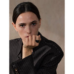 Yhpup 6789 # Aço inoxidável preto esmalte geométrico 316l anel exclusivo textura minimalista à prova dwaterproof água dedo jóias incomuns novo