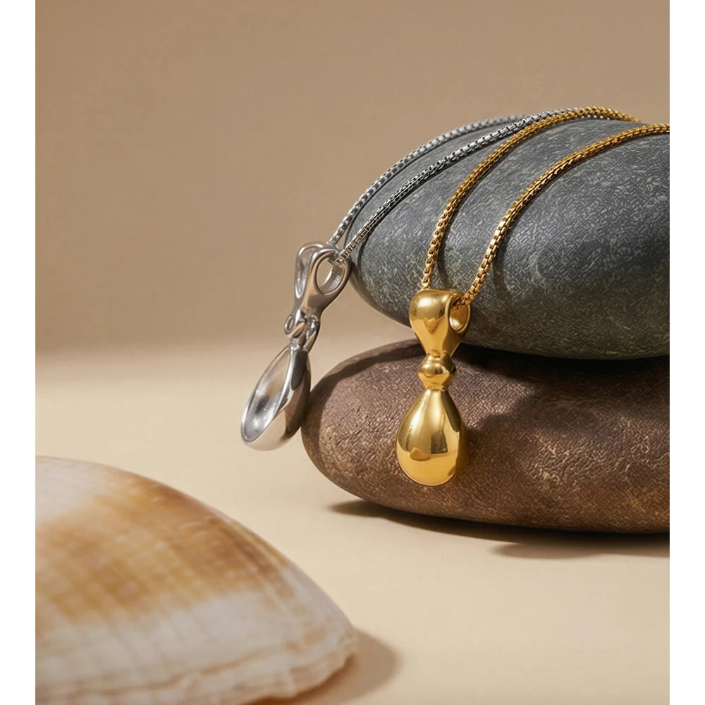 Colar com Pingente em Forma de Gota de Aço Inoxidável Yhpup, Joia Diária Única e Individualista, PVD à Prova d'Água