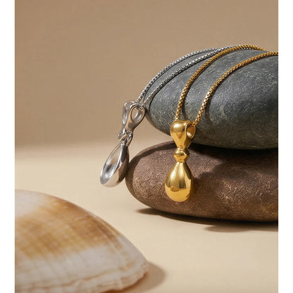 Colar com Pingente em Forma de Gota de Aço Inoxidável Yhpup, Joia Diária Única e Individualista, PVD à Prova d'Água