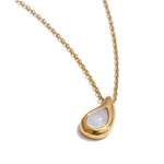 Zalzani: Conjunto Colar e Brincos Gota de Água 18K Ouro