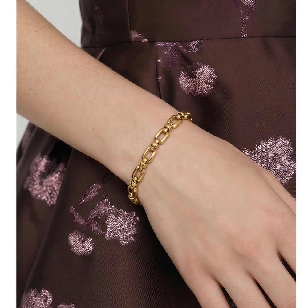 Pulseira de Aço Inoxidável Yhpup, Corrente de Metal de Alta Qualidade, Joia de Pulso Personalizada e à Prova d'Água para Mulheres
