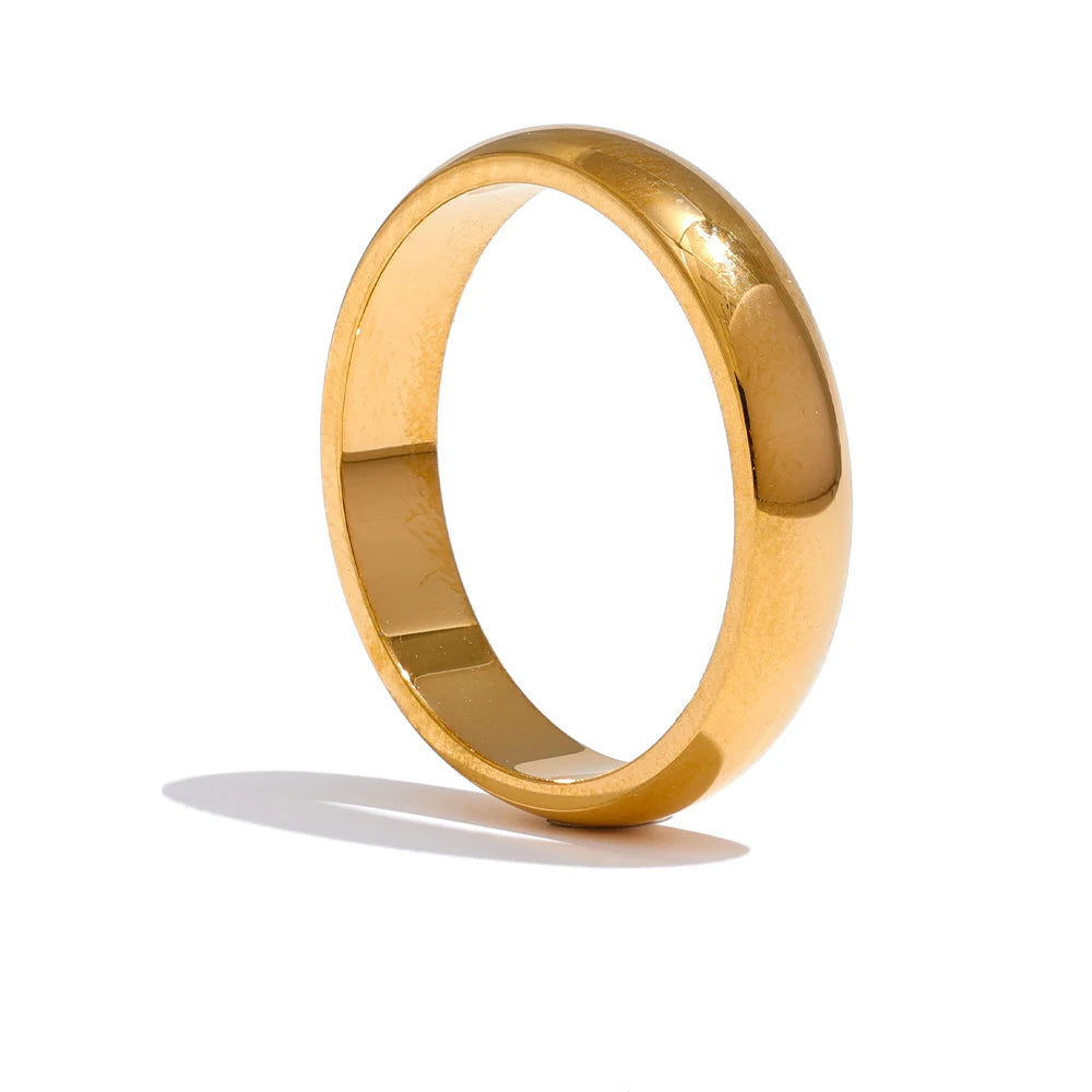 Yhpup 6789 #   Diário clássico moda aço inoxidável suave brilhante anel 18k banhado a ouro jóias hipoalergênicas de alta qualidade banhado
