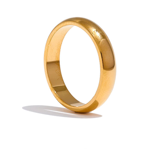 Yhpup 6789 #   Diário clássico moda aço inoxidável suave brilhante anel 18k banhado a ouro jóias hipoalergênicas de alta qualidade banhado