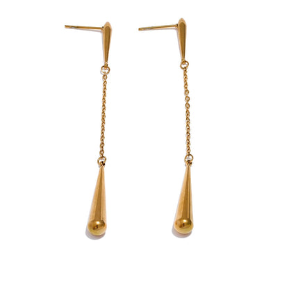Yhpup 316l aço inoxidável lágrima corrente longo pendurado brincos personalizados moda cor de ouro evitar alergia jóias