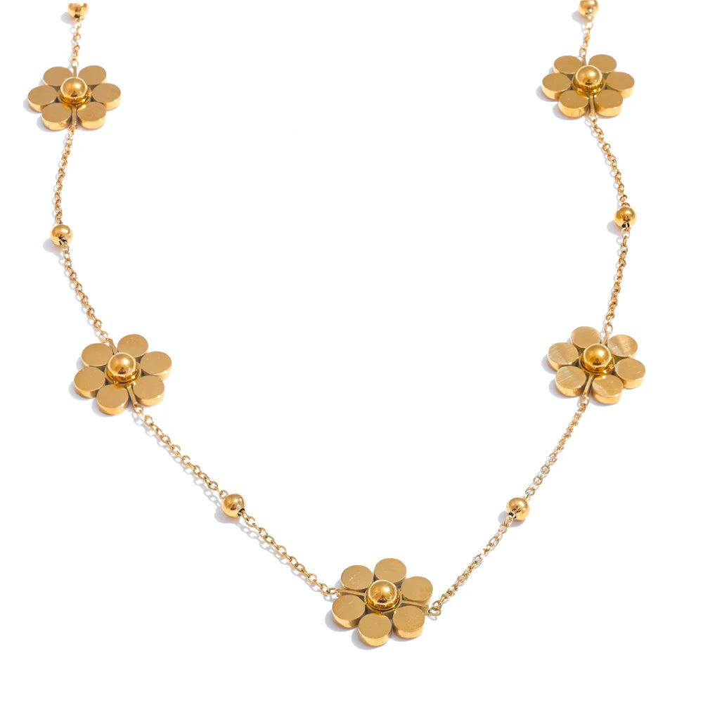 Colar de Flores Douradas Banhado a Ouro | Zalzani