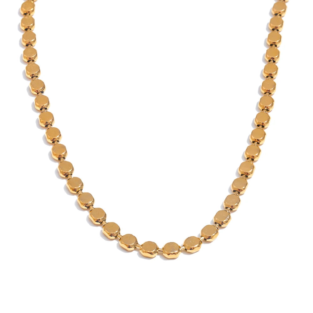 Yhpup requintado aço inoxidável brilhante quadrado corrente colar novo estilo 18k real banhado a ouro jóias de moda diária
