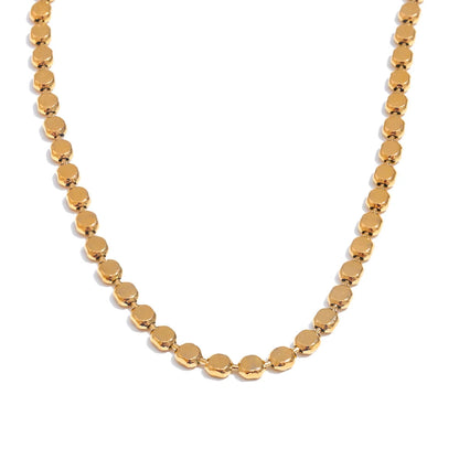 Yhpup requintado aço inoxidável brilhante quadrado corrente colar novo estilo 18k real banhado a ouro jóias de moda diária