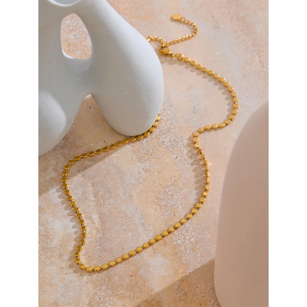 Yhpup requintado aço inoxidável brilhante quadrado corrente colar novo estilo 18k real banhado a ouro jóias de moda diária