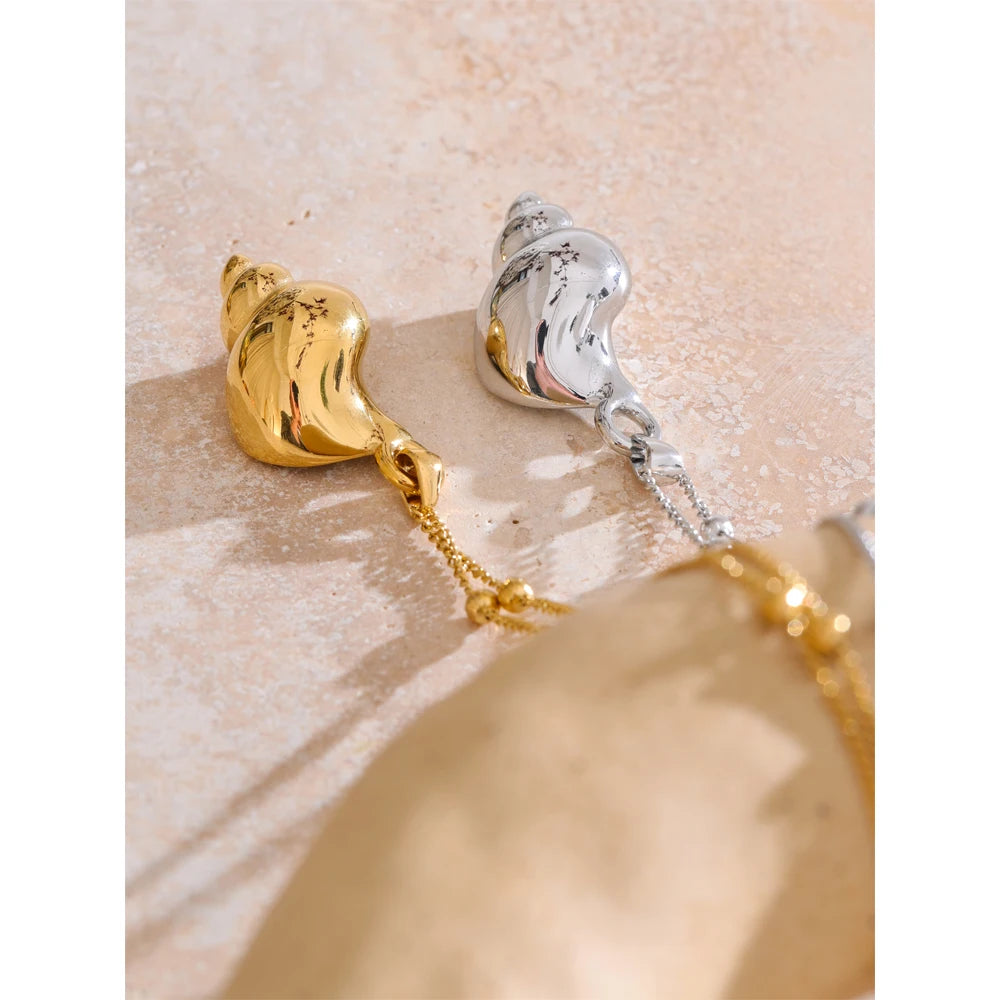 Yhpup 2025 verão oceano estilo metal concha pingente colar distintivo aço inoxidável férias moda jóias novo