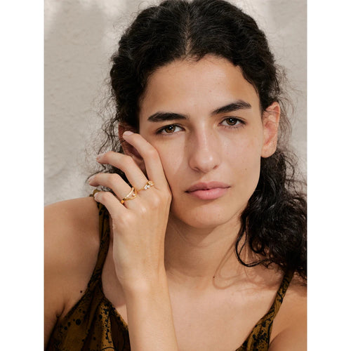 Yhpup tamanho 6 7 8 delicado brilhante cnc zircônia cúbica anel de alta qualidade 18k ouro pvd banhado a aço inoxidável dedo jóias presente