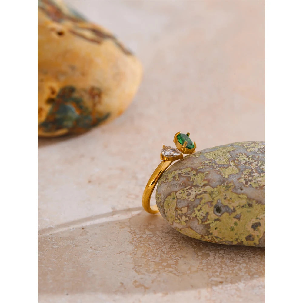 Yhpup tamanho 678 moda chique zircônia cúbica anel fino presente tendência 316 aço inoxidável coreano dedo jóias feminino pvd banhado