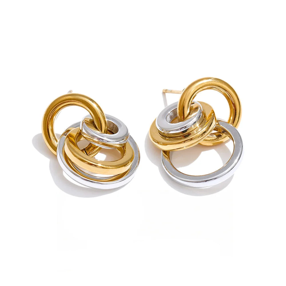 Yhpup novo aço inoxidável multi círculo redondo brincos 2025 à prova dwaterproof água diariamente recomendar moda atraente feminino jóias presente